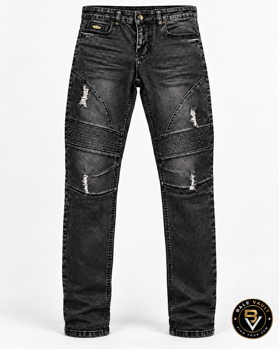 Bale Vault men's black distressed jeans